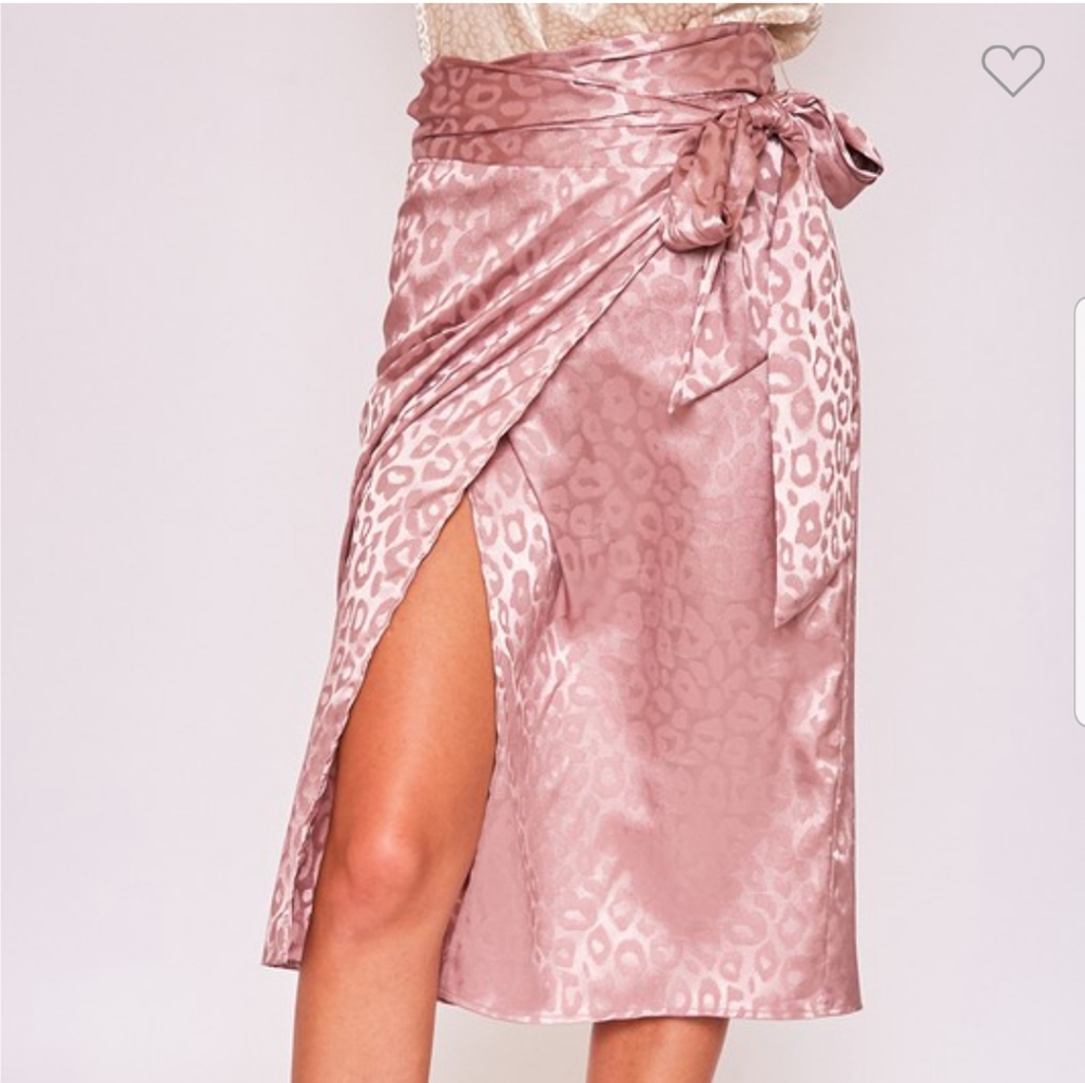 Mauve, Jacquard, Leopard Wrap Skirt - Picture 2 of 16